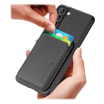 Samsung Galaxy S21 FE 5G Magnetisk Cover med Kortholder - Karbonfiber - Sort