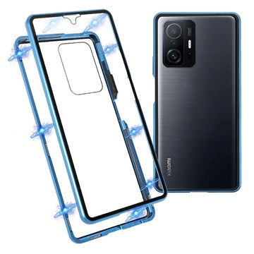 Xiaomi 11T/11T Pro Magnetisk Cover med Hærdet Glas - Blå