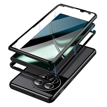 OnePlus 11 Magnetisk Cover med Hærdet Glas - Sort