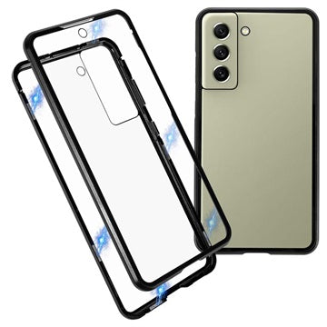 Samsung Galaxy S21 FE 5G Magnetisk Cover med Hærdet Glas - Sort