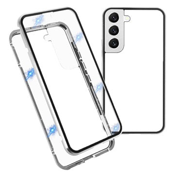 Samsung Galaxy S22+ 5G Magnetisk Cover med Hærdet Glas - Sølv
