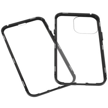 iPhone 13 Pro Magnetisk Cover med Hærdet Glas - Sort