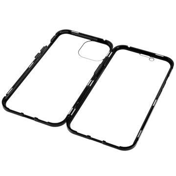 iPhone 14 Magnetisk Cover med Hærdet Glas - Sort