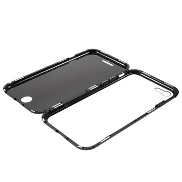 iPhone 7/8/SE (2020)/SE (2022) Magnetisk Cover med Skærmbeskyttelse Hærdet Glas - Sort