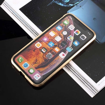 iPhone XS/X Magnetisk Cover med Hærdet Glas - Guld
