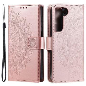 Samsung Galaxy S22 5G Mandala Series Pung Taske med Stativ - Pink