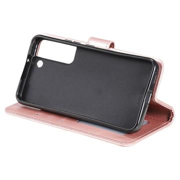 Samsung Galaxy S22 5G Mandala Series Pung Taske med Stativ - Pink