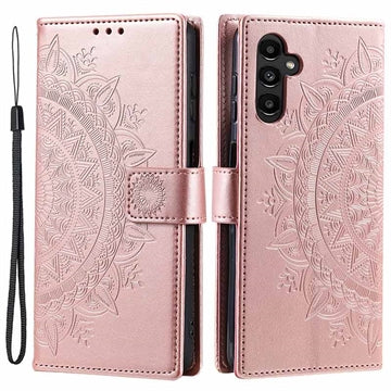 Samsung Galaxy A34 5G Mandala Series Etui med Pung - Rødguld