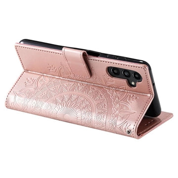 Samsung Galaxy A34 5G Mandala Series Etui med Pung - Rødguld