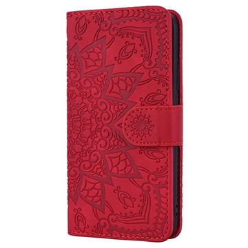 Mandala Series Samsung Galaxy A50 Etui med Pung - Rød