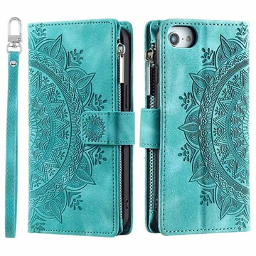 iPhone 16e/17e Mandala Series Etui med Pung - Grøn