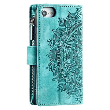 iPhone 16e/17e Mandala Series Etui med Pung - Grøn