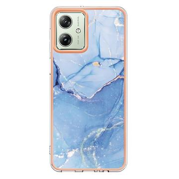 Motorola Moto G54 Marmormønster Galvaniseret IMD TPU Cover - Blå