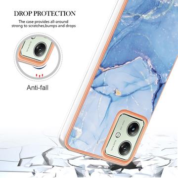 Motorola Moto G54 Marmormønster Galvaniseret IMD TPU Cover - Blå