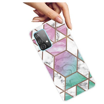 Marble Pattern Samsung Galaxy A32 (4G) TPU Cover - Pink / Cyan