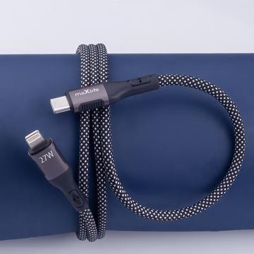Maxlife MXUC-11 magnetisk USB-C / Lightning-kabel - 1m, 27W - Sort
