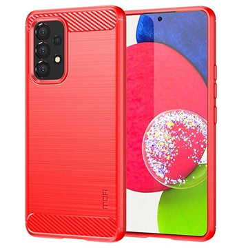 Samsung Galaxy A53 5G Mofi Karbonfiber TPU Cover - Rød