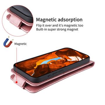 Motorola Edge (2025) lodret flip-etui med stativ - rosaguld