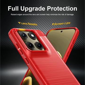 Motorola Edge (2026) Børstet TPU Cover - Karbonfiber - rød