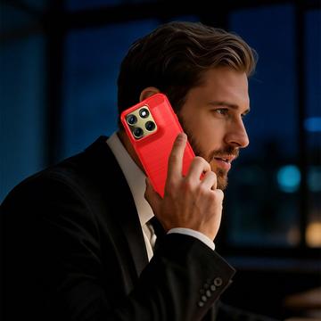 Motorola Edge (2026) Børstet TPU Cover - Karbonfiber - rød