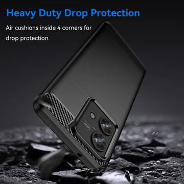 Motorola Edge 40 Neo Børstet TPU Cover - Karbonfiber - Sort