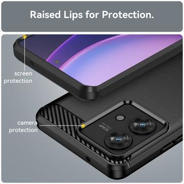 Motorola Edge 40 Neo Børstet TPU Cover - Karbonfiber - Sort