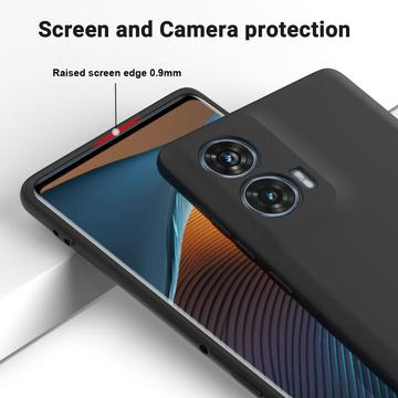 Motorola Edge 50 Fusion/G96 Liquid Silikone Cover med Strop - Sort