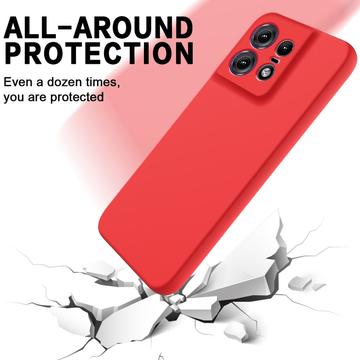 Motorola Edge 50 Pro Liquid Silikone Cover med Strop - Rød