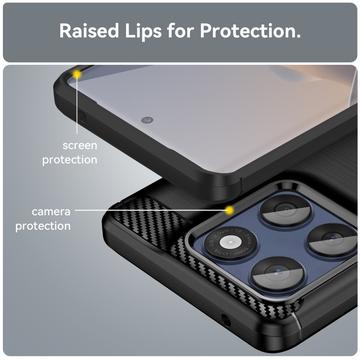 Motorola Edge 60/60 Fusion Børstet TPU Cover - Karbonfiber - Sort
