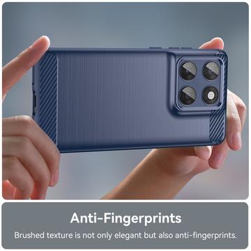Motorola Edge 60/60 Fusion Børstet TPU Cover - Karbonfiber - blå