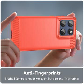 Motorola Edge 60/60 Fusion Børstet TPU Cover - Karbonfiber - rød