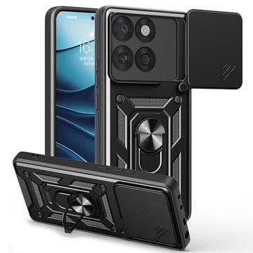 Motorola Edge 60 Fusion Roterende Ring Hybrid Cover med Kameraskjold - Sort