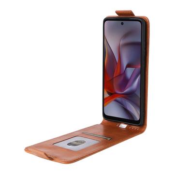 Motorola Edge 60 Fusion Vertikal Flip Taske med Kortholder - Brun