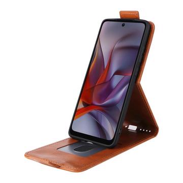 Motorola Edge 60 Fusion Vertikal Flip Taske med Kortholder - Brun