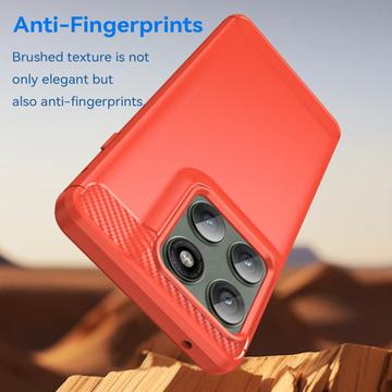 Motorola Edge 60 Pro/Edge (2025) Børstet TPU Cover - Karbonfiber - rød