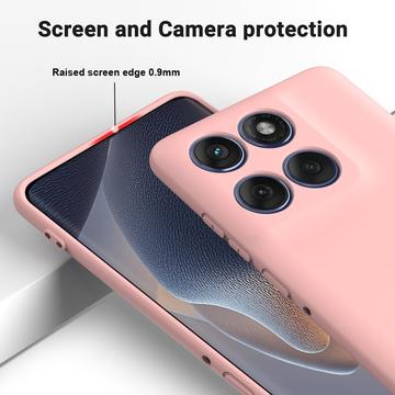 Motorola Edge 60 Pro Flydende silikone cover med håndrem - Pink