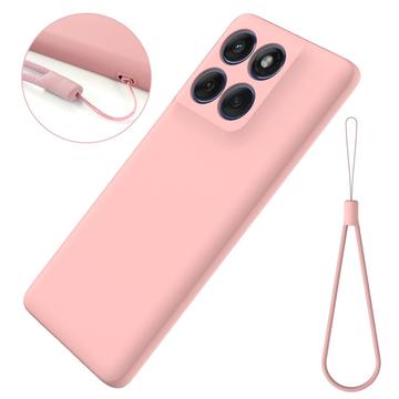 Motorola Edge 60 Pro Flydende silikone cover med håndrem - Pink