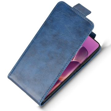 Motorola Edge 60 Pro lodret flip-etui med stativ - mørkeblå