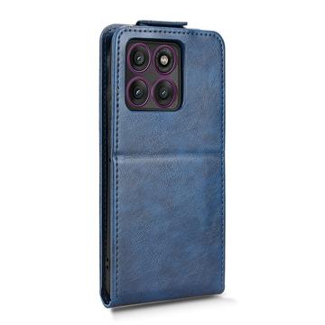 Motorola Edge 60 Pro lodret flip-etui med stativ - mørkeblå