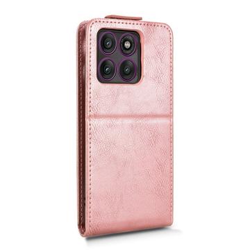 Motorola Edge 60 Pro lodret flip-etui med stativ - rosaguld