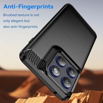 Motorola Edge 70 Børstet TPU Cover - Karbonfiber - Sort