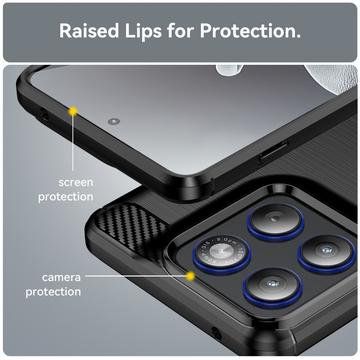 Motorola Edge 70 Børstet TPU Cover - Karbonfiber - Sort
