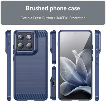 Motorola Edge 70 Børstet TPU Cover - Karbonfiber - blå