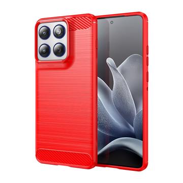 Motorola Edge 70 Børstet TPU Cover - Karbonfiber - rød