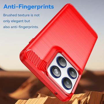 Motorola Edge 70 Børstet TPU Cover - Karbonfiber - rød