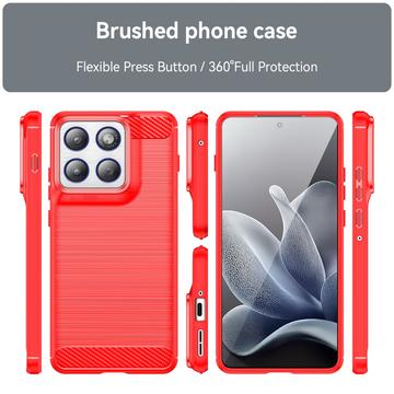 Motorola Edge 70 Børstet TPU Cover - Karbonfiber - rød