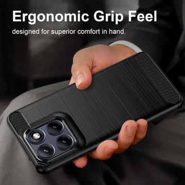 Motorola Edge 70 Fusion/70 Fusion+ Børstet TPU Cover - Karbonfiber - Sort