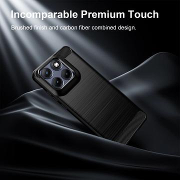 Motorola Edge 70 Fusion/70 Fusion+ Børstet TPU Cover - Karbonfiber - Sort
