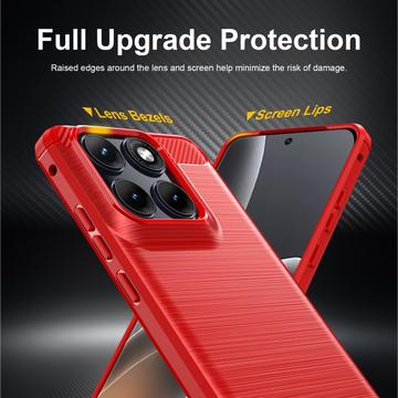Motorola Edge 70 Fusion/70 Fusion+ Børstet TPU Cover - Karbonfiber - rød