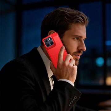 Motorola Edge 70 Fusion/70 Fusion+ Børstet TPU Cover - Karbonfiber - rød